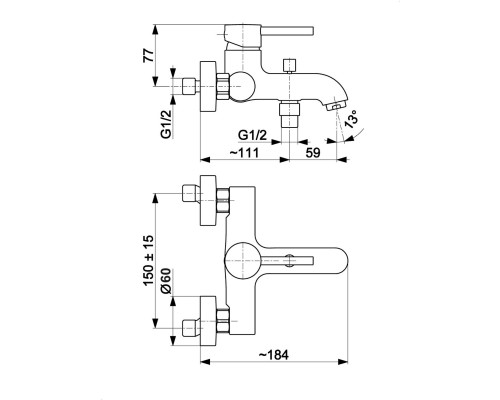 Armatura Moza Black Смеситель для ванны, черный