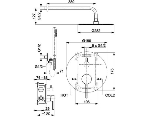 KFA Душевая система скрытого монтажа Armatura Moza Black 5039-501-81 черный