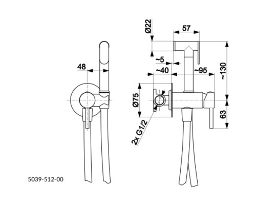 KFA Armatura Смеситель MOZA для биде скрытого монтаж(черный) 5039-512-81