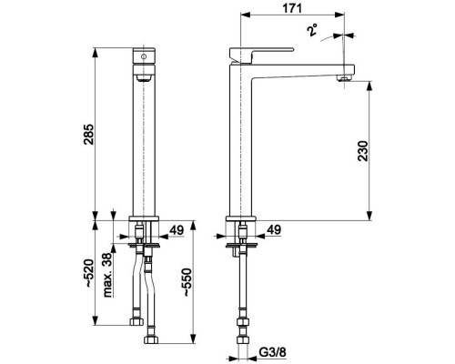 KFA Armatura LOGON Смес. для отдел.стоящего умыв(хром) 5132-612-00