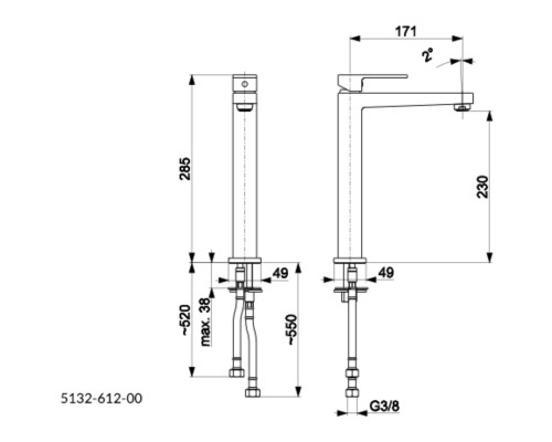 KFA Armatura LOGON BLACK,Смес. для отдел.стоящего умыв(черн) 5132-612-81