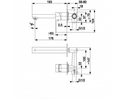 LOGON Смеситель настенный для отдельно стоящего умывальника (хром), 5139-810-00