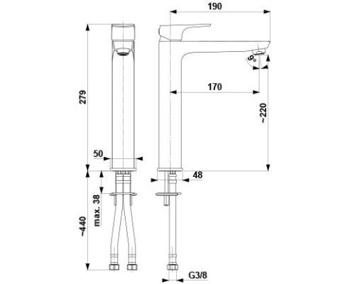 KFA Armatura Смес.MOKAIT BLACK, для отдел.стоящего умыв(черн) 5532-612-81