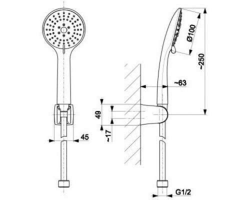 KFA Armatura Душ. комплект MOZA BLACK (черный) 841-220-81