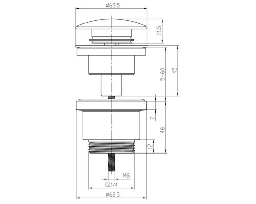 LM8500C Клапан донный универсальный Click/Clack 1 ¼, хром