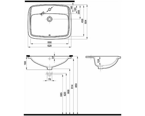KOLO M31858000 NOVA PRO Умывальник 55 см, встраиваемый в столешницу, с полкой, прямоугольный