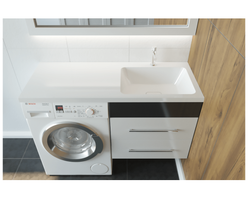 Раковина на стиральную машину Madera, Kamilla 100 (Правая) - 1000x480 цв. белый