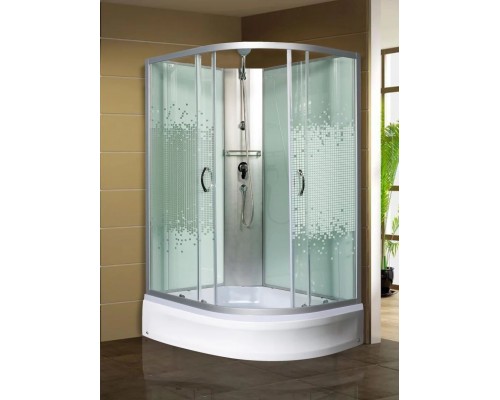 Душевая кабина МОНОМАХ Б/К  без крыши100/80/24 МЗ L 100х80 стекла с рисунком, профиль хром матовый