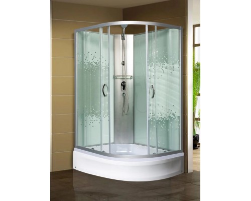 Душевая кабина МОНОМАХ Б/К  без крыши  90/70/24 МЗ L 90х70 стекла с рисунком, профиль хром матовый