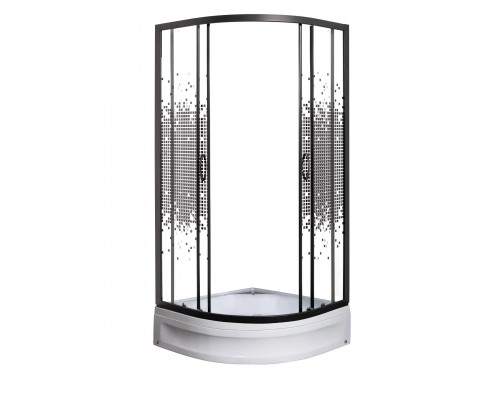 Душевой уголок МОНОМАХ ДУ  90/180 МЗ BL  90х90х180 стекла с рисунком, профиль черный матовый, без поддона