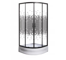Душевой уголок МОНОМАХ ДУ  70/180 МЗ BL  70х70х180  стекла с рисунком, профиль черный матовый, без поддона