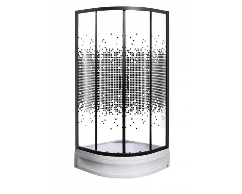 Душевой уголок МОНОМАХ ДУ  90/180 МЗ BL  90х90х180 стекла с рисунком, профиль черный матовый, без поддона