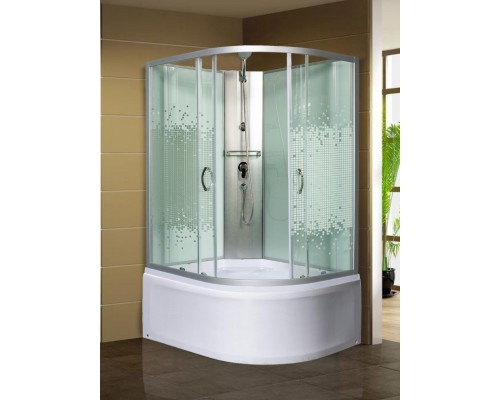 Душевая кабина МОНОМАХ XL Б/К,без крыши 120/80/44 МЗ L120х80 стекла с рисунком, профиль хром матовый