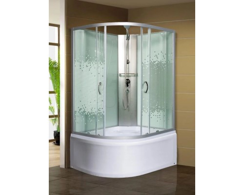 Душевая кабина МОНОМАХ XL Б/К, без крыши 120/80/44 МЗ R 120х80 стекла с рисунком, профиль хром матовый