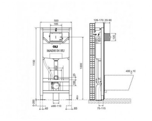 Система инсталляции (механическая) для унитазов OLI 120 Plus OliPure (Fresh) 880780