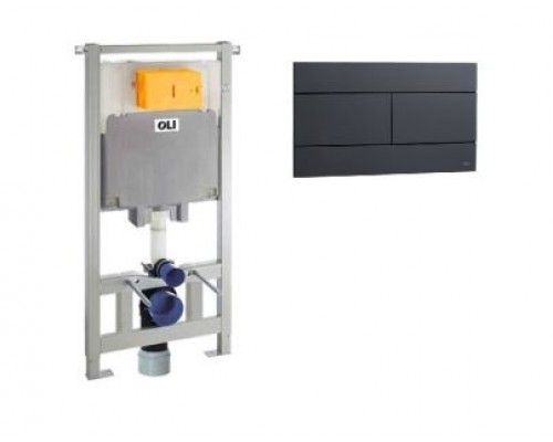 Комплект инсталляции OLI 80 + клавиша смыва Slim черная матовая, 600151+659055