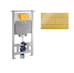 Комплект инсталляции OLI 80 + клавиша смыва Slim золото, 600151+154962