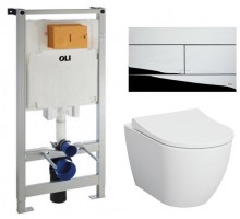 Инсталляция OLI80 с клавишей хром + унитаз Vitra Mia Round SmoothFlush с сиденьем Soft Close Инсталляция OLI80 с клавишей хром + унитаз Vitra Mia Round SmoothFlush с сиденьем Soft Close