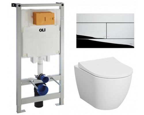 Инсталляция OLI80 с клавишей хром + унитаз Vitra Mia Round SmoothFlush с сиденьем Soft Close