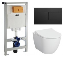 Инсталляция OLI 80 с клавишей черной+ унитаз Vitra Mia Round SmoothFlush с сиденьем Soft Close Инсталляция OLI 80 с клавишей черной+ унитаз Vitra Mia Round SmoothFlush с сиденьем Soft Close