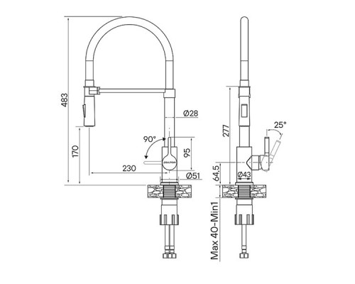 Смеситель для кухни Halt, светлое брашированное золото, Ha214021-SBG, Paulmark