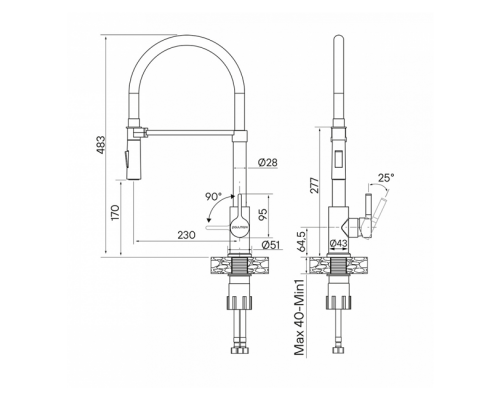 Смеситель PAULMARK HALT Ha214021-Ni, (стальной/никель)