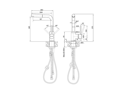 Смеситель PAULMARK KASSEL Ka214311-401(AN) (черный/антрацит)