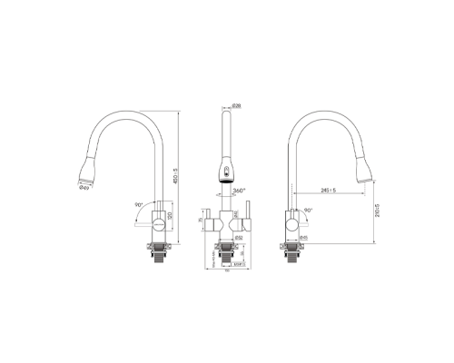 Смеситель PAULMARK LANGE La214212-401, (черный/антрацит)
