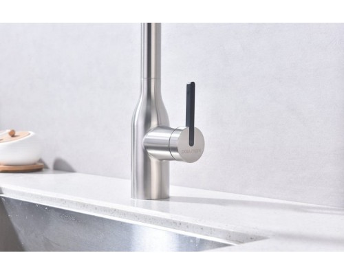 Смеситель PAULMARK MAGNETO ONE Ma213188-BS, (стальной/брашированная сталь)