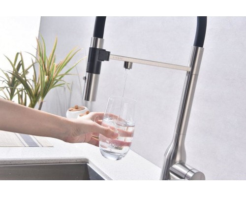 Смеситель PAULMARK MAGNETO ONE Ma213188-BS, (стальной/брашированная сталь)