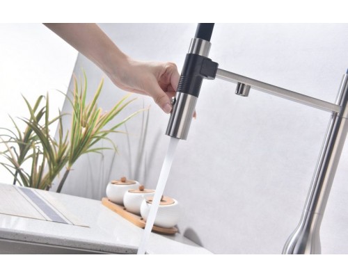 Смеситель PAULMARK MAGNETO ONE Ma213188-BS, (стальной/брашированная сталь)