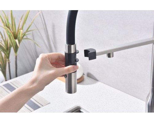 Смеситель PAULMARK MAGNETO ONE Ma213188-BS, (стальной/брашированная сталь)