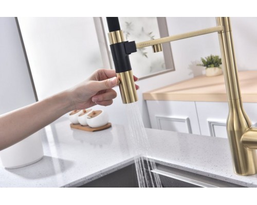 Смеситель PAULMARK MAGNETO ONE Ma213188-SBG, (золото/светлое брашированное золото)