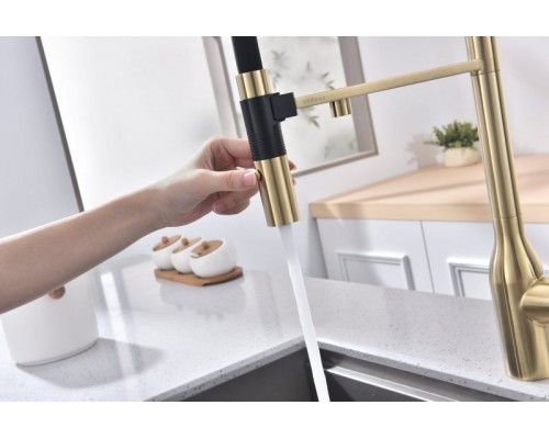 Смеситель PAULMARK MAGNETO ONE Ma213188-SBG, (золото/светлое брашированное золото)