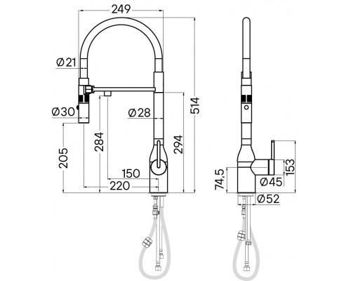 Смеситель PAULMARK MAGNETO ONE Ma213188-WH, (белый/белый матовый)