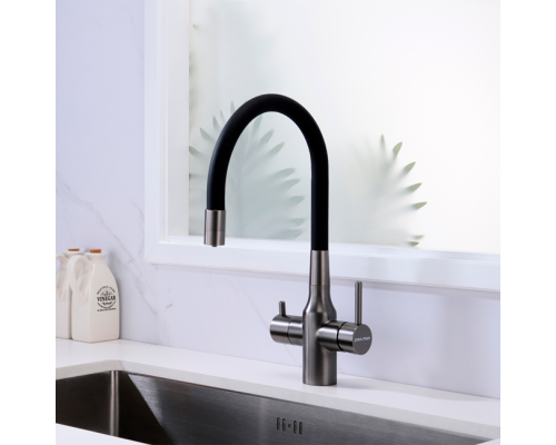 Смеситель PAULMARK SALIX Sa213419-GM, (черный/вороненая сталь)