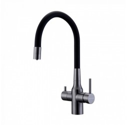 Смеситель PAULMARK SALIX Sa213419-GM, (черный/вороненая сталь)