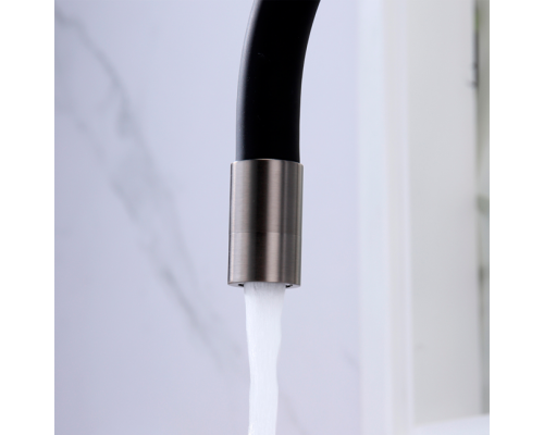 Смеситель PAULMARK SALIX Sa213419-GM, (черный/вороненая сталь)