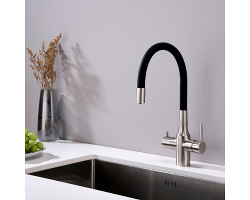 Смеситель PAULMARK SALIX Sa213419-NI(BS), (стальной/никель)