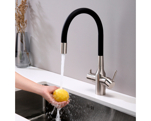 Смеситель PAULMARK SALIX Sa213419-NI(BS), (стальной/никель)