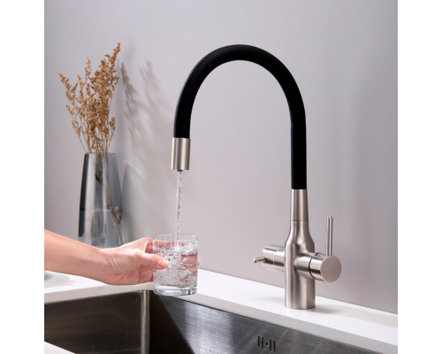 Смеситель PAULMARK SALIX Sa213419-NI(BS), (стальной/никель)