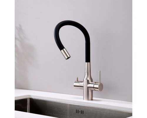 Смеситель PAULMARK SALIX Sa213419-NI(BS), (стальной/никель)