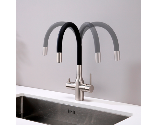 Смеситель PAULMARK SALIX Sa213419-NI(BS), (стальной/никель)