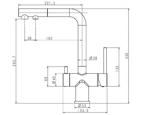 Смеситель PAULMARK SERPENTINE Se213222-418(BLM), (черный/черный металлик)