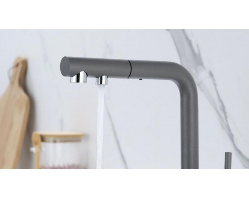 Смеситель PAULMARK SERPENTINE Se213222-GRM, (серый/серый металлик)