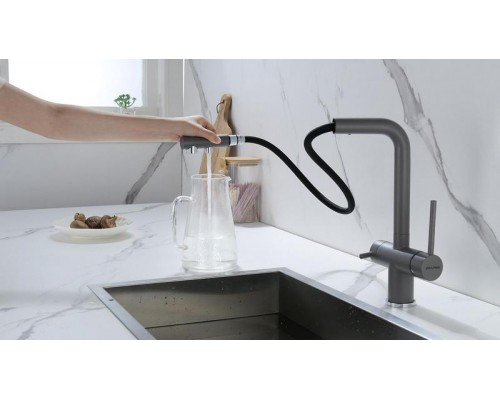 Смеситель PAULMARK SERPENTINE Se213222-GRM, (серый/серый металлик)