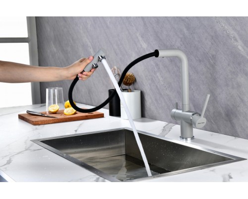 Смеситель PAULMARK SERPENTINE Se213222-GRS, (серый/серый дым)