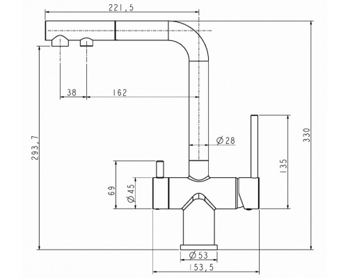 Смеситель PAULMARK SERPENTINE Se213222-GRS, (серый/серый дым)