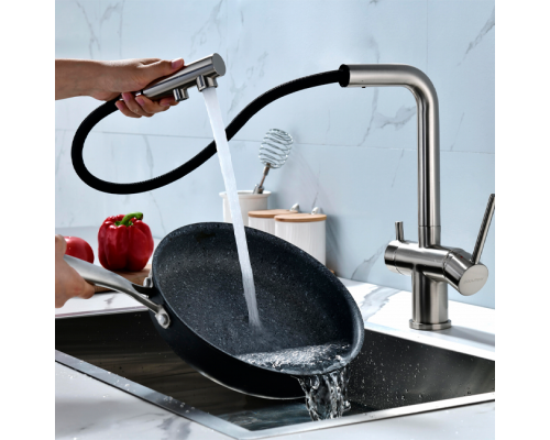 Смеситель PAULMARK SERPENTINE Se213222-NI(BS), (стальной/никель)