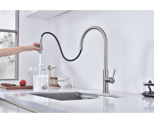 Смеситель для кухни Senso, брашированная сталь, Se215180-BS, Paulmark